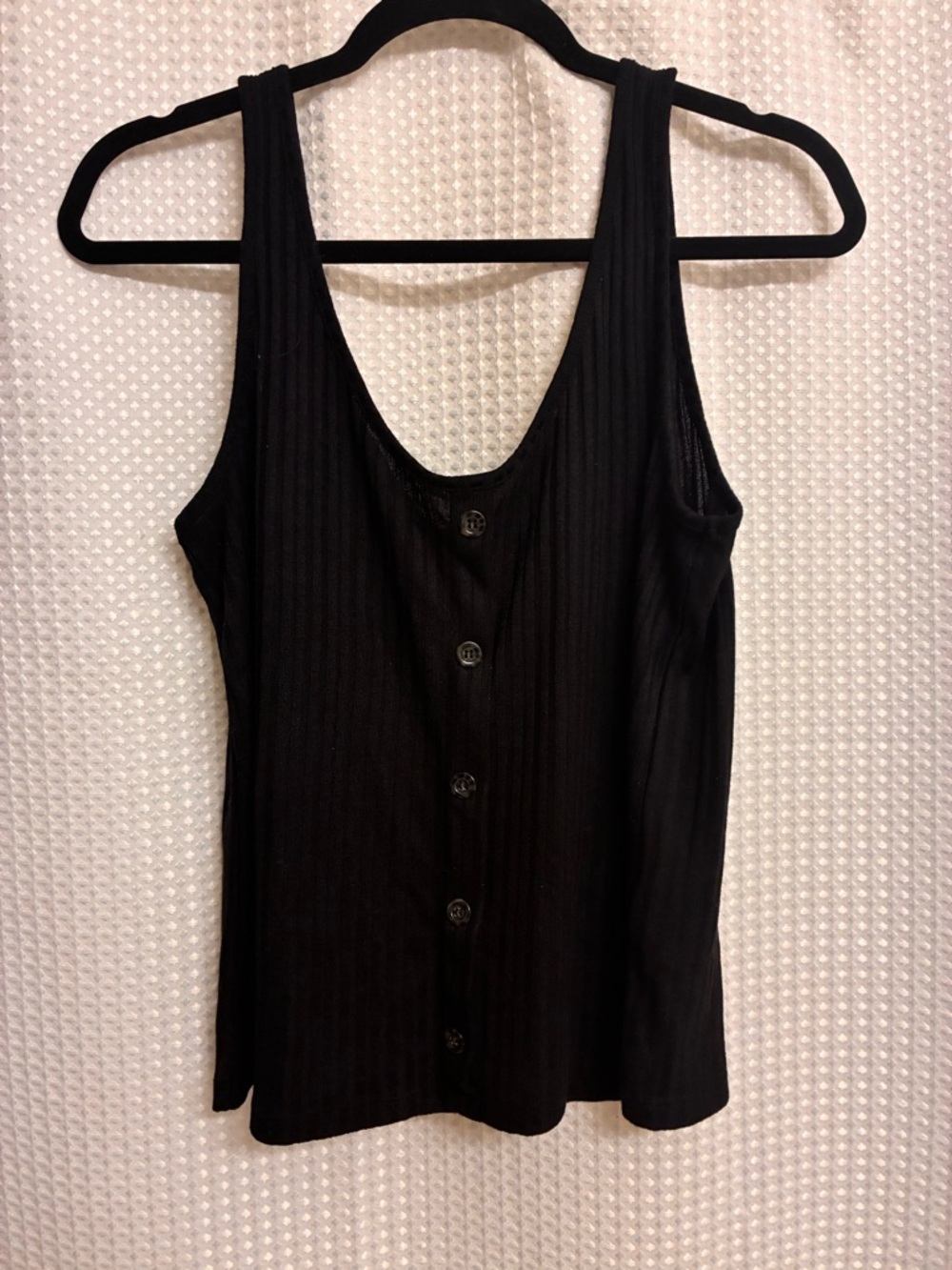 Black Ribbed Button-Front Tank Top sz L